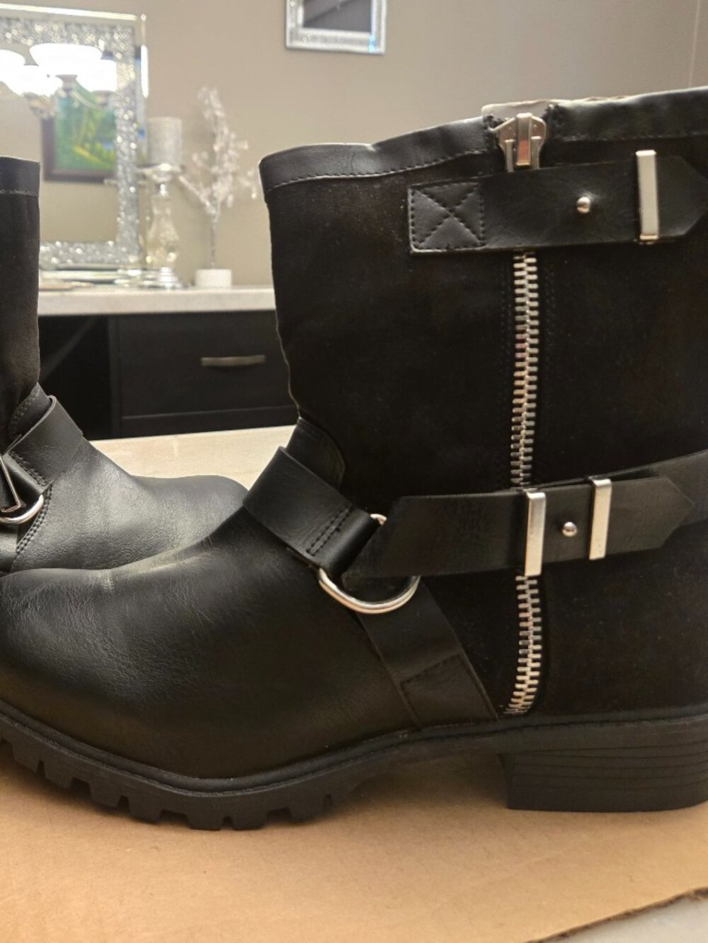 Torrid Double Buckle Moto Colorblock12 Wide 12W Boots Shoes Booties NWT NEW